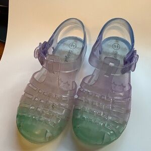 Cat & Jack green purple blue gradient girls jellies sandles
